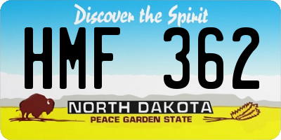 ND license plate HMF362
