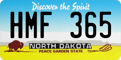 ND license plate HMF365