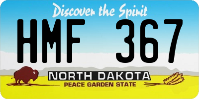 ND license plate HMF367