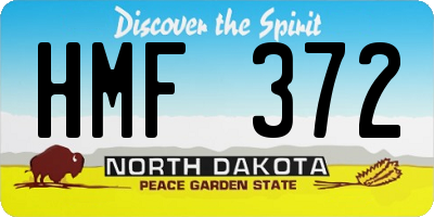 ND license plate HMF372