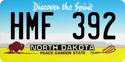 ND license plate HMF392