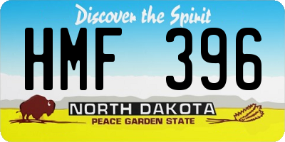ND license plate HMF396