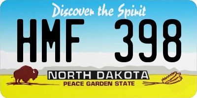 ND license plate HMF398