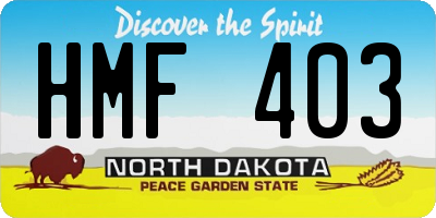 ND license plate HMF403