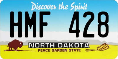 ND license plate HMF428