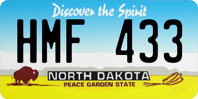 ND license plate HMF433