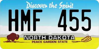 ND license plate HMF455