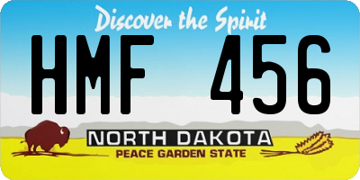 ND license plate HMF456