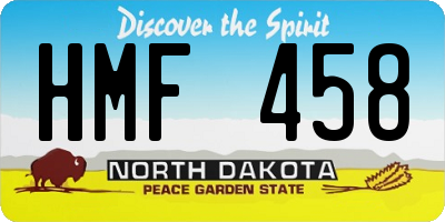 ND license plate HMF458