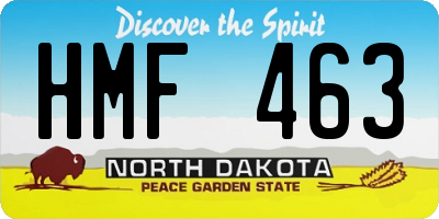 ND license plate HMF463