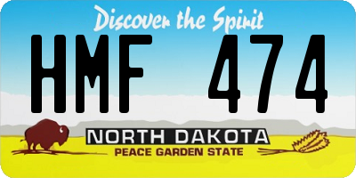 ND license plate HMF474