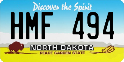 ND license plate HMF494