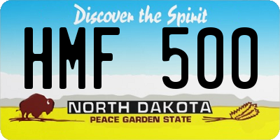 ND license plate HMF500