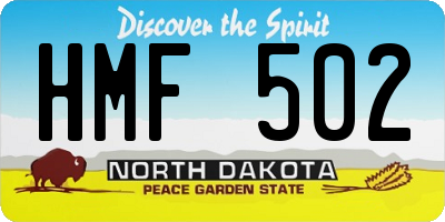 ND license plate HMF502