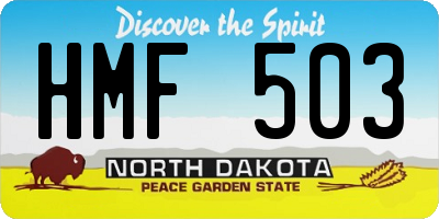 ND license plate HMF503