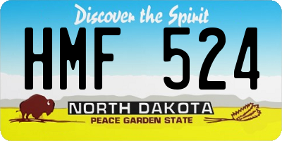 ND license plate HMF524