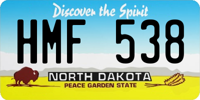 ND license plate HMF538