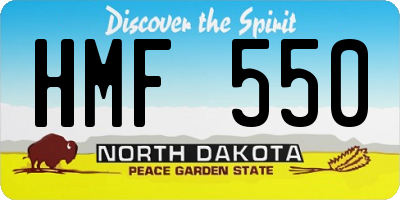 ND license plate HMF550