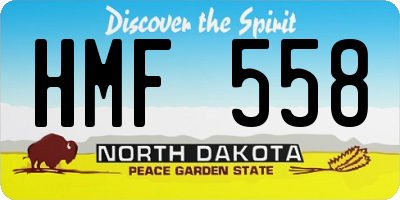 ND license plate HMF558