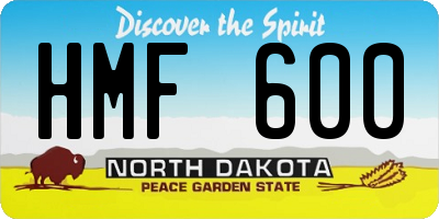 ND license plate HMF600