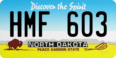 ND license plate HMF603