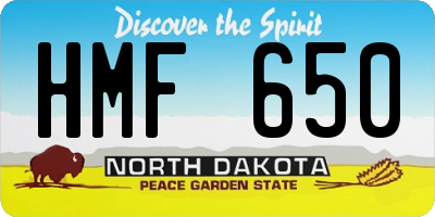 ND license plate HMF650