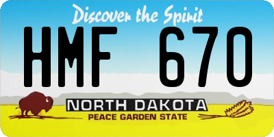 ND license plate HMF670