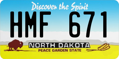 ND license plate HMF671