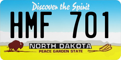 ND license plate HMF701