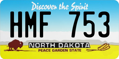 ND license plate HMF753