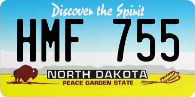 ND license plate HMF755