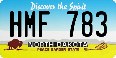 ND license plate HMF783