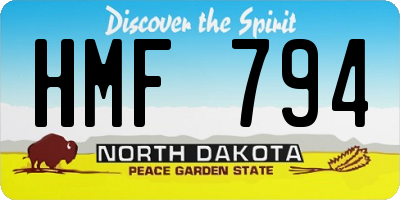 ND license plate HMF794