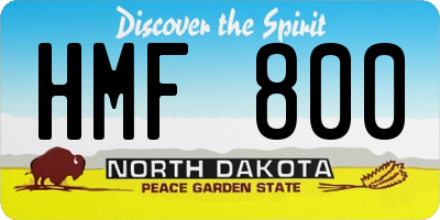 ND license plate HMF800