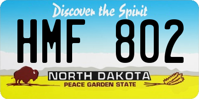 ND license plate HMF802