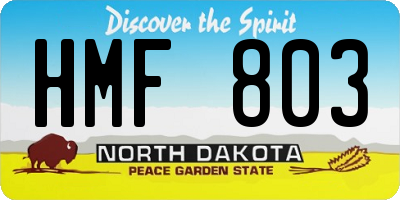 ND license plate HMF803