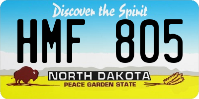 ND license plate HMF805