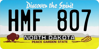 ND license plate HMF807