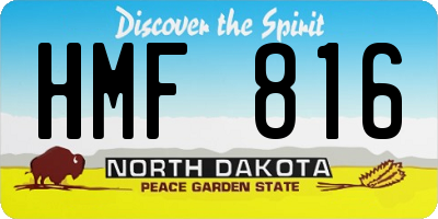 ND license plate HMF816
