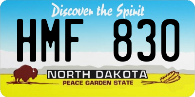 ND license plate HMF830