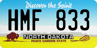 ND license plate HMF833