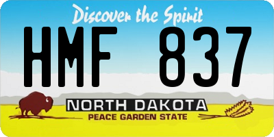 ND license plate HMF837