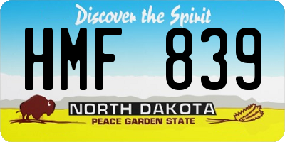 ND license plate HMF839