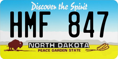 ND license plate HMF847