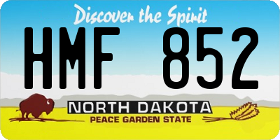 ND license plate HMF852