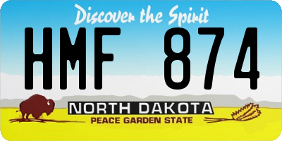 ND license plate HMF874