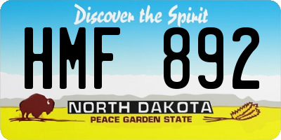 ND license plate HMF892