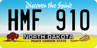 ND license plate HMF910