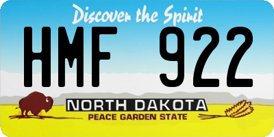 ND license plate HMF922