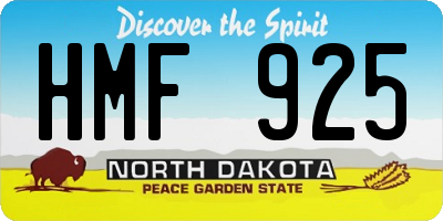 ND license plate HMF925